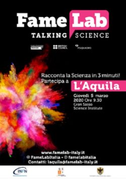 L'Aquila, l'avviso di selezione FameLab 2020 L'Aquila, l'avviso di selezione FameLab 2020
