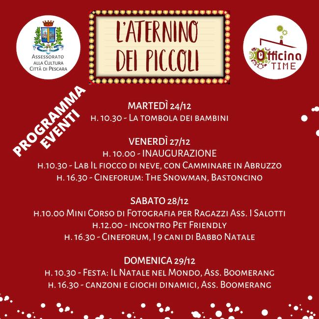“Aternino dei Piccoli”, arriva il Natale al Circolo Aternino di Pescara