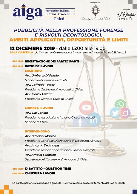 Chieti, alla Camera di Commercio si parla di pubblicità nella professione forense