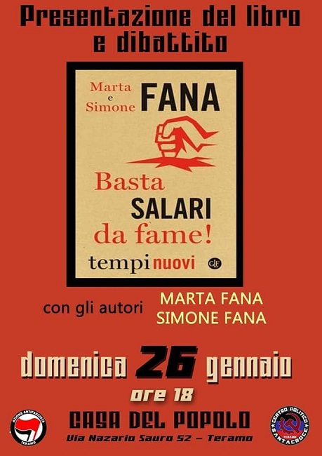 Teramo, Marta Fana presenta il suo libro "Basta salari da fame"