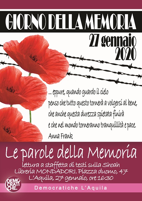 L'Aquila, gli appuntamenti per la Giornata della Memoria