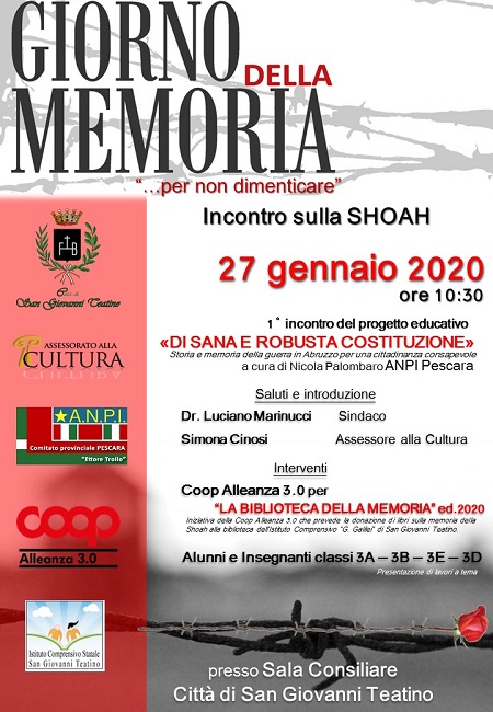 Giorno della Memoria, le iniziative del Comune di San Giovanni Teatino