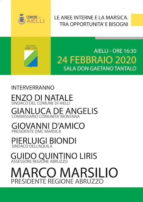 Aielli incontro su aree interne e Marsica il 24 febbraio