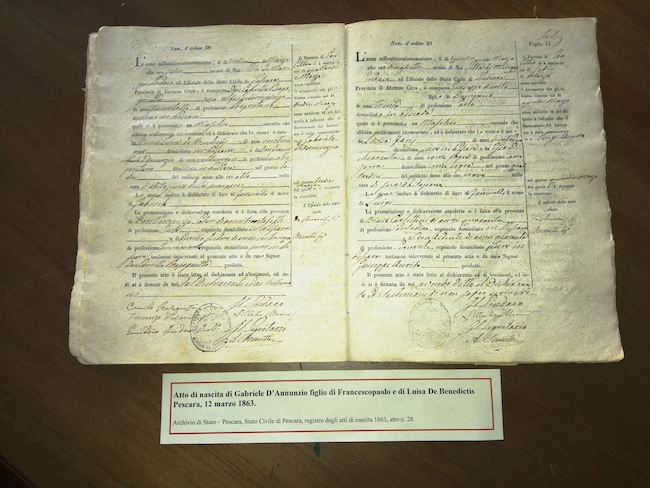 atto nascita d'annunzio