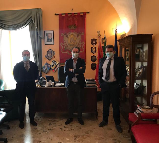 L'incontro con il Sindaco Costantini, il Presidente della BCC Antonino Macera ed il Direttore Generale Tiberio Censoni