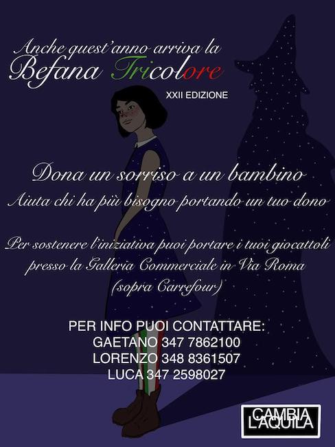 locandina befana tricolore