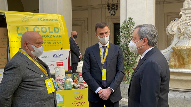 Presidente del Consiglio Draghi con Prandini e Gesmundo