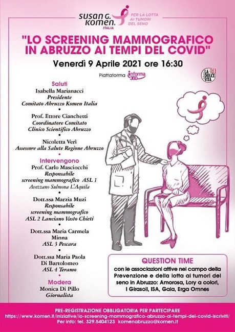 Locandina webinar lo screening mammografico in abruzzo ai tempi del Covid