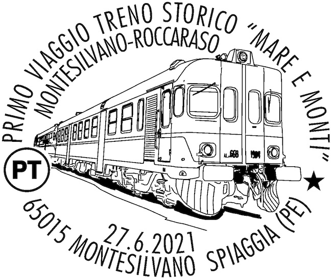 annullo filatelico treno storico montesilvano-roccaraso