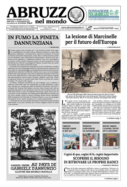 Abruzzo nel Mondo n. 4 luglio-agosto 2021_Prima pagina
