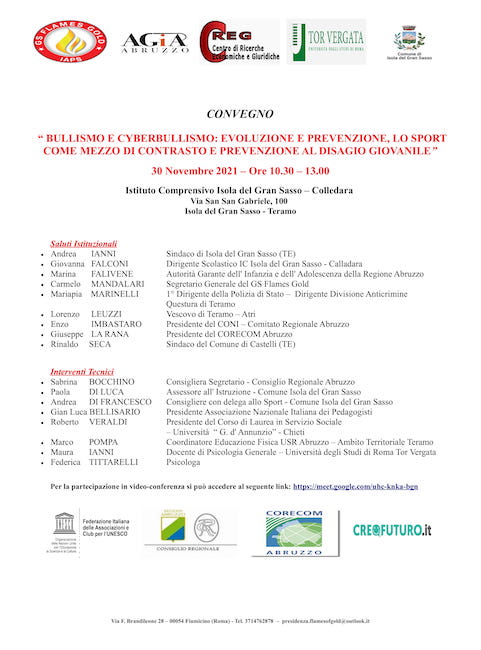 convegno bullismo 30 novembre 2021
