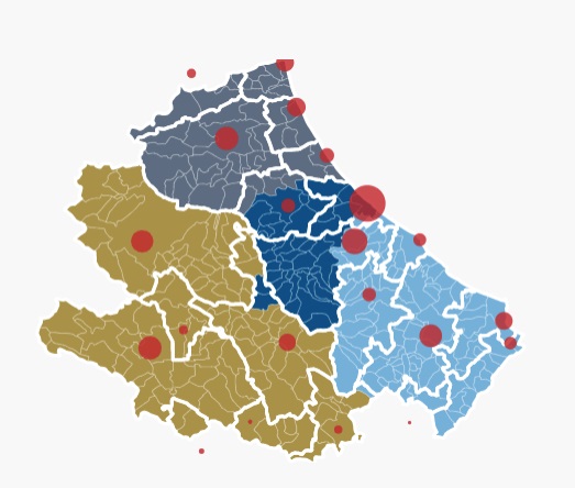 mappa dei sistemi locali del lavoro in Abruzzo