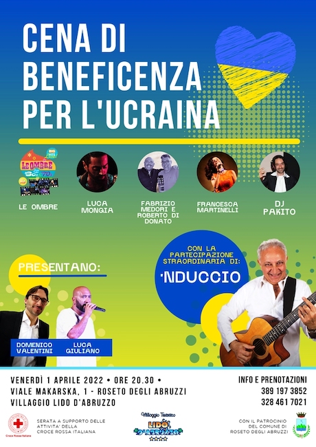 Cena di Beneficenza per l’Ucraina 1° aprile