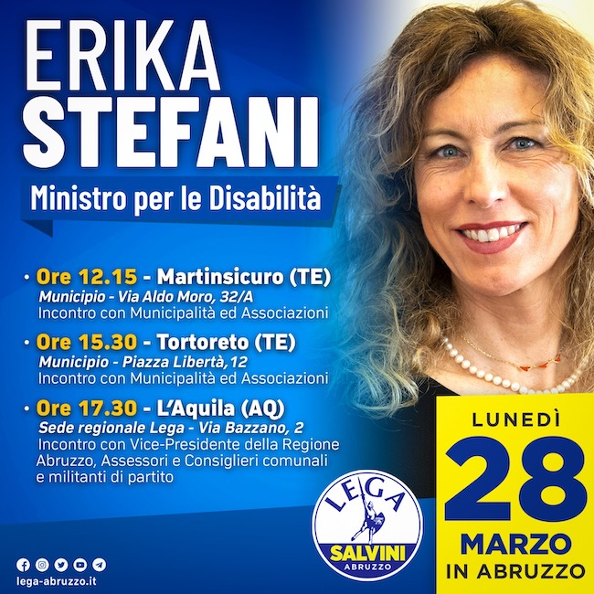 erika stefani abruzzo 28 marzo 2022