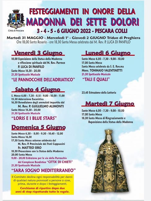 festeggiamenti madonna sette dolori 2022