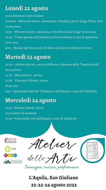 ATELIER DELLE ARTI 2022 PROGRAMMA