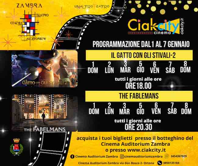 Cinema Zambra: le novità in programmazione dal 1° all'8 gennaio 2023