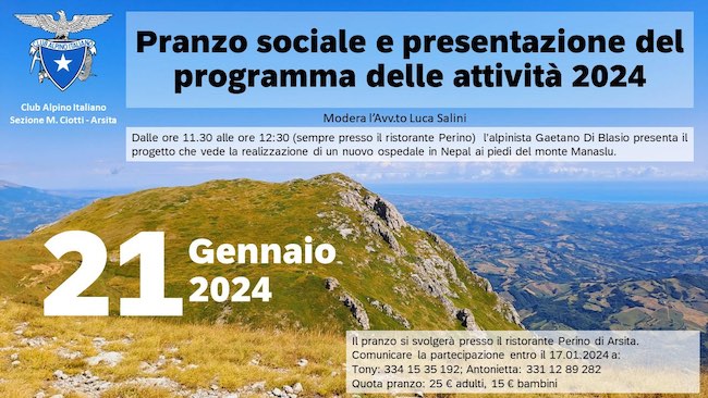 pranzo sociale presentazione programma cai arsita 2024
