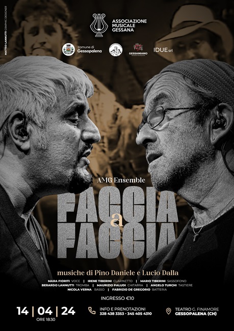 Locandina FACCIA A FACCIA musiche di Pino Daniele e Lucio Dalla