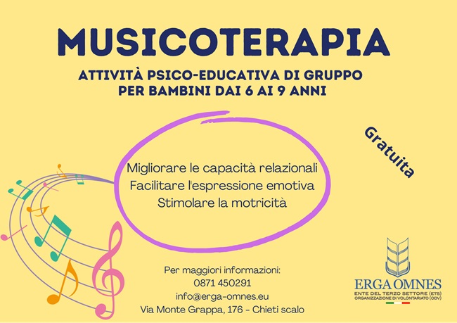 Locandina Musicoterapia ad Erga Omnes