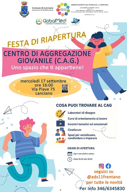 locandina festa riapertura Centro Aggregazione Giovanile