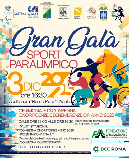 Gran Galà dello Sport Paralimpico CIP Abruzzo 03122025 locandina