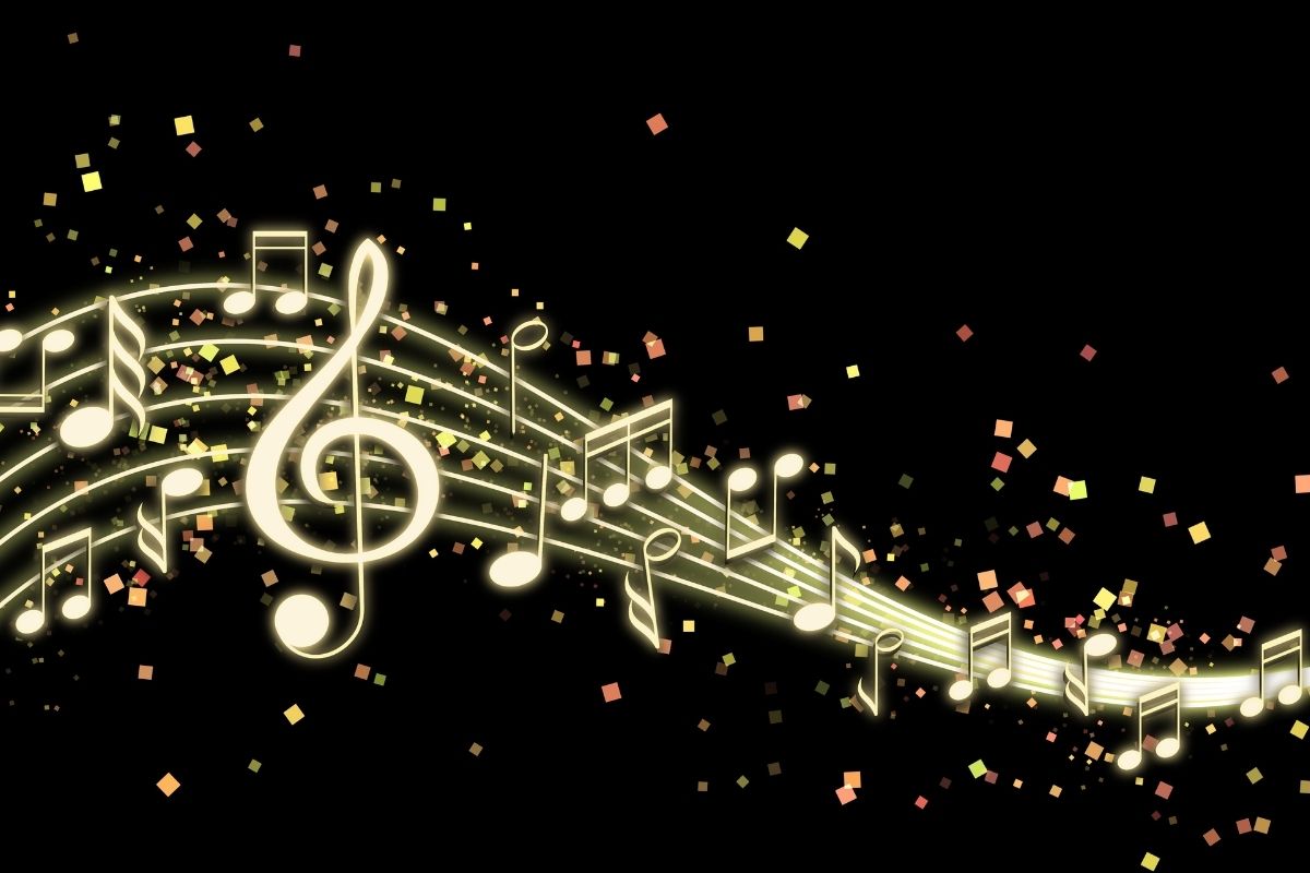 pentagramma musicale scintillante