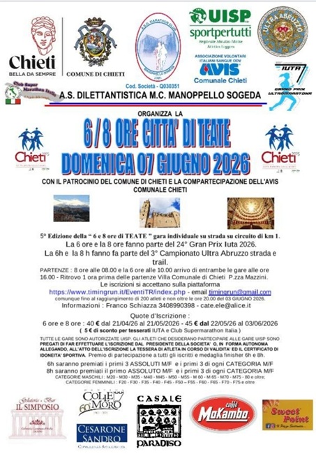 6-8 Ore Città di Chieti 07062026 locandina