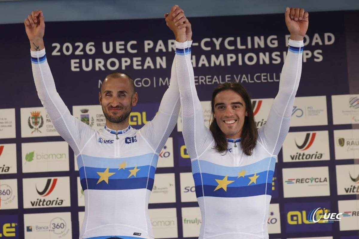 Europei Paraciclismo - campioni europei Bernard e la guida Totò