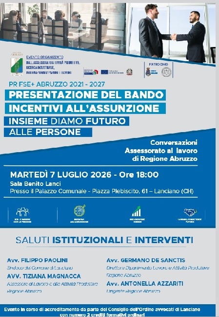 Presentazione bnado incentivi assunzioni Lanciano