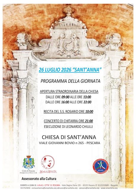 apertura chiesa sant'anna 26 luglio 2026